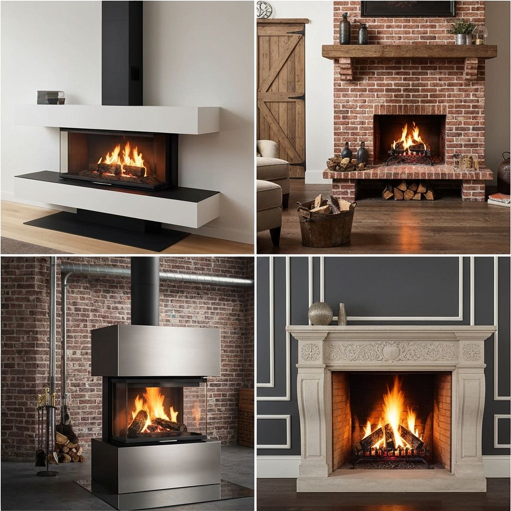Different fireplace types and styles