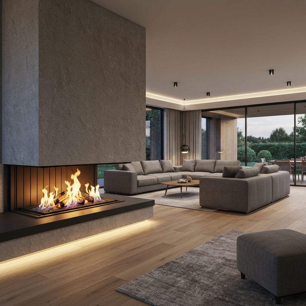 Luxury fireplace installation in modern living room