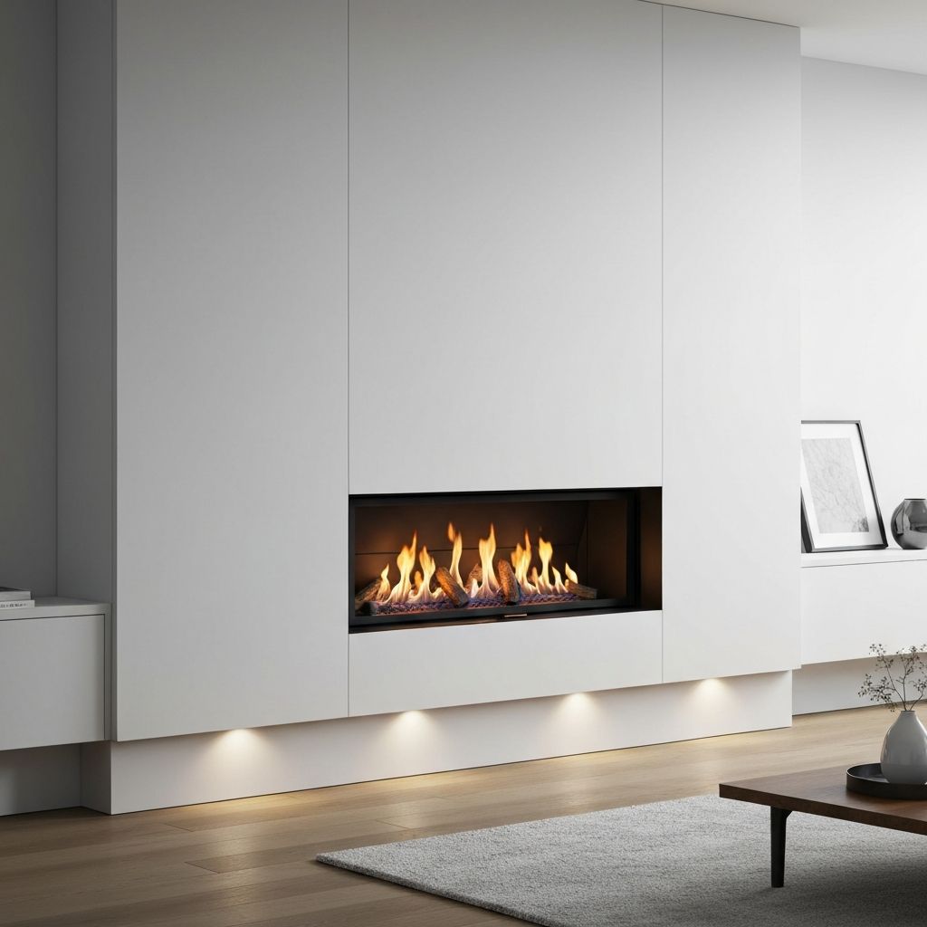 Contemporary gas fireplace installation