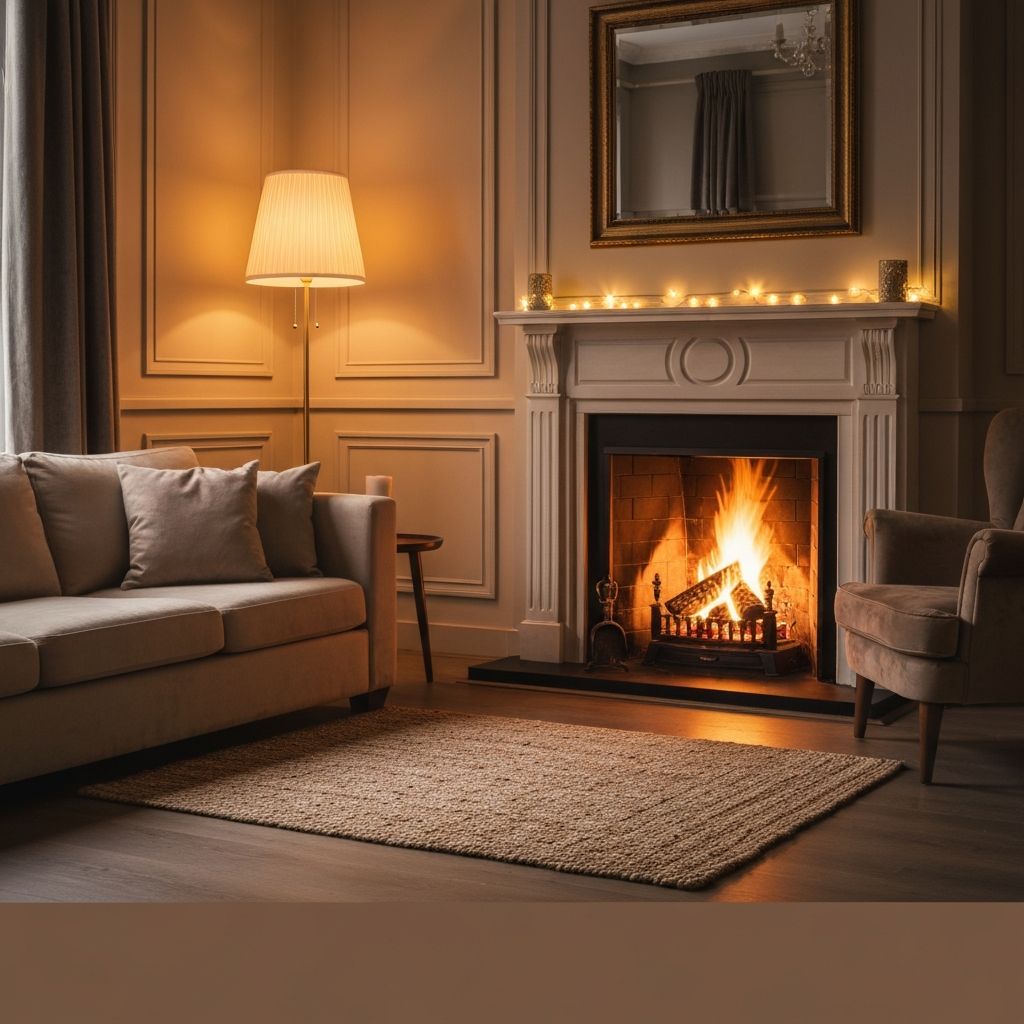 Cozy fireplace creating warm atmosphere